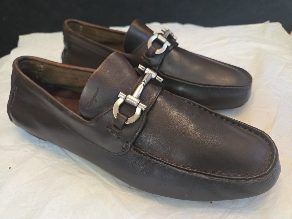 SALVATORE FERRAGAMO PARIGI brown Calf Leather Men Loafers Size 8.5 M